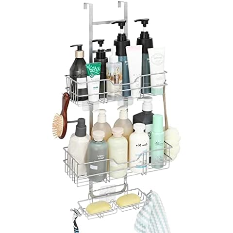Spaclear Over The Door Shower Caddy, 5-Tier Adjustable Hanging Shower  Shelves, Rustproof Stainless Steel with Hook Bathroom Organizer with Soap  Holder