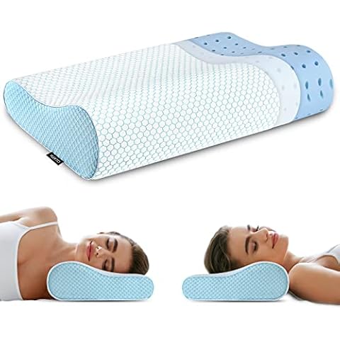 Blissbury Contour Pillow, Sandwich Memory Foam Contour Pillow | Curved Pillow for Neck Pain, Neck Support for Back, Stomach, Side Sleepers - Includes