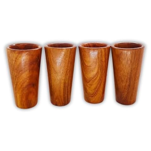 8 Shot Glass Set with Dark Brown Burnt Wood Paddle Holder Server