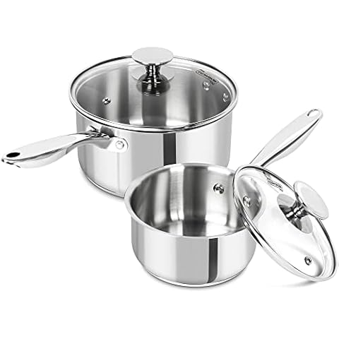 MICHELANGELO Copper Sauce pans with lids 1.5+3qt, Copper Saucepan