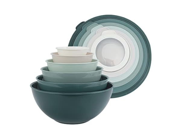 Glass Mixing Bowl with Airtight Lids, (1QT, 1.5QT, 2.5QT, 3.7QT)