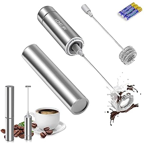 AREYCVK Handheld milk frother Small mixer for drinks Whisk Frother of  Battery Operated,Stainless Steel Frother forlatte,cappuccino,hot,chocolate