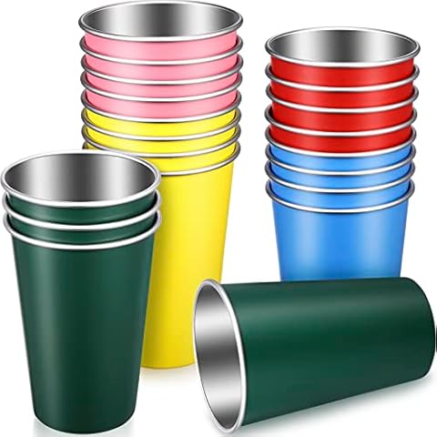 16 Pack Stainless Steel Cups for Kids and Adult Pint Cup Tumbler Metal Cups  Stac