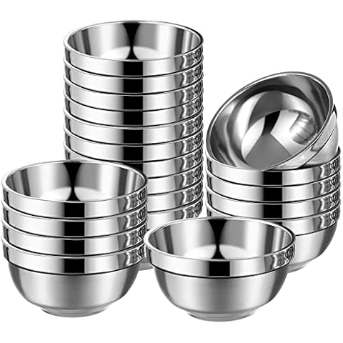 6 Pack 18/8 Stainless Steel Bowls, Double Walled Insulated Soup Bowls, 12  Oz