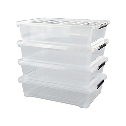 Minekkyes 6-Pack Home Storage Bins, Plastic Container, Latching Box with  Handle (Grey handle)