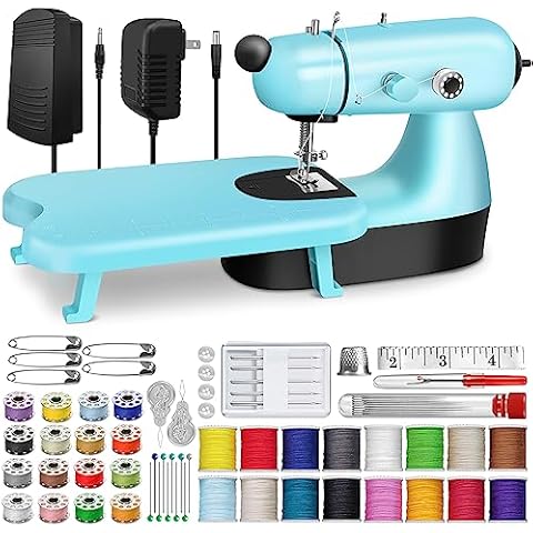 Sewing Machine Portable, 2-Speed Mini Sewing Machine for Beginners, Safe Sewing  Kit & Easy to Use Small Sewing Machine with Extension Table, Light, Foot  Pedal, Best Gift for Kids Women and Household