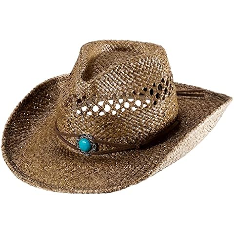 Old Stone Straw Cowboy Cowgirl Hat for Men/Women Unisex Summer Winter Wide  Brim Sun Hat Dallas Western Style for Safari Fishing Beach Golf Hiking