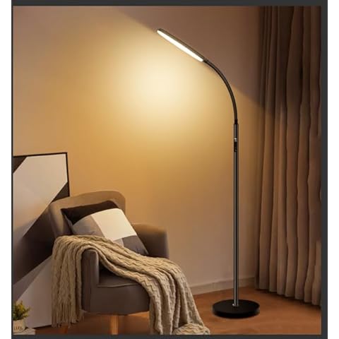 Floor Lamp - Dimunt LED Floor Lamps for Living Room Bright Lighting 27W/2000LM Main Light and 7W/350LM Side Reading Lamp Adjustable 3 Colors