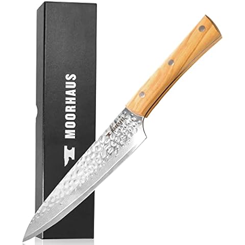 Kuma Professional Damascus Steel Knife - 8 inch Chef Knife with Hardened Japanese Carbon Steel - Stain & Corrosion Resistant Blade - Balanced