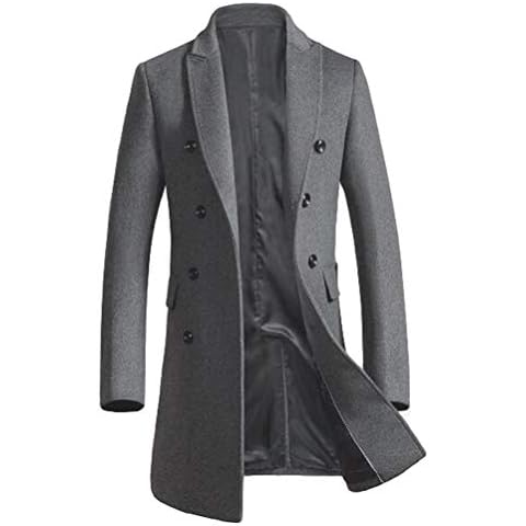 PASLTER Men's Classic Business Pea Coat