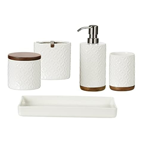 Motifeur Bathroom Accessories - Ceramic Tissue Holder, Decorative Square Tissue Cover Box (Ivory White)