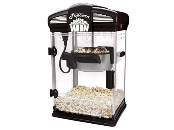 Great Northern 2.5 oz. Pop Pup Black Countertop Popcorn Machine with Measuring Spoon, Scoop, and 25-Serving Bags