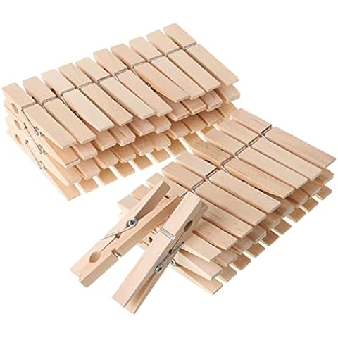 tecbeauty Wooden Clothespins, 100pcs Wooden Clips for Laundry, Hanging  Pictures, Photo Wooden Pin with Spring