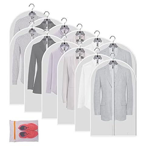 65 Garment Bags for Hanging Clothes, 4 Gussetes, Clear Moth