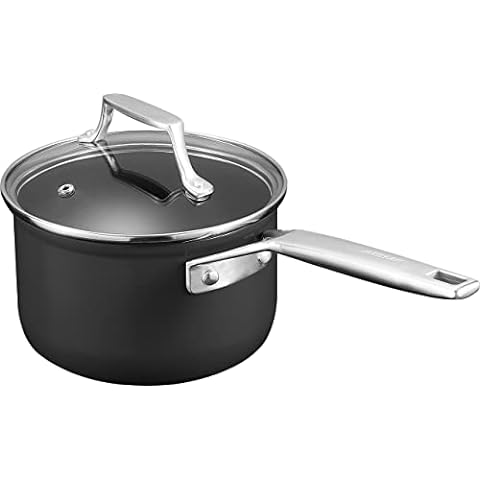 Utopia Kitchen 2 Quart Nonstick Saucepan with Glass Lid - Multipurpose Use  for Home Kitchen or Restaurant (Grey-Black)