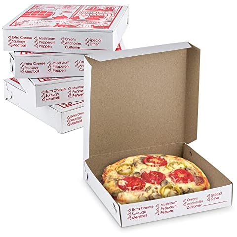 DHG Professional 50 Pack Pizza Box 4 Color Print Hot & Fresh Pizza - Base Color White (12 x 12)