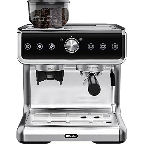 Zulay Kitchen Magia Ampro Automatic Espresso Machine with Grinder and Milk Frother - Black