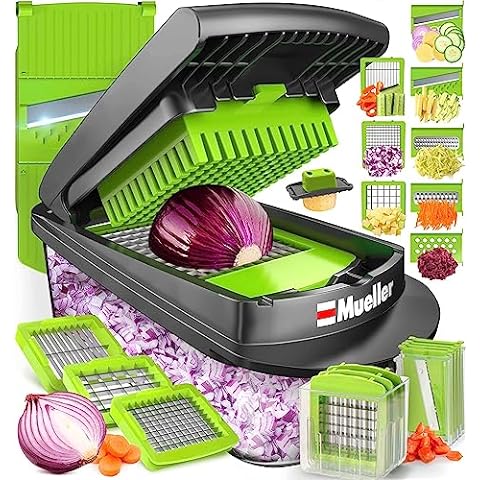 Mueller Salad Spinner with QuickChop Pull Chopper, Vegetable Washer with  Bowl, Anti-Wobble Tech, Lockable Colander Basket and Lid with Pull Cord 