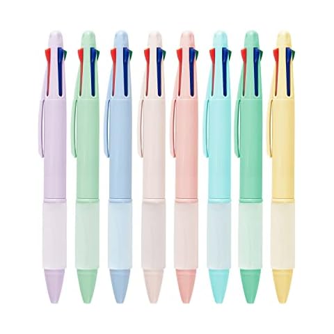 LABUK 20pcs Multicolor Ballpoint Pen 0.5mm 6-in-1 Transparent  Barrel Ballpoint Pen for Office School Supplies Students Children Gift :  Office Products