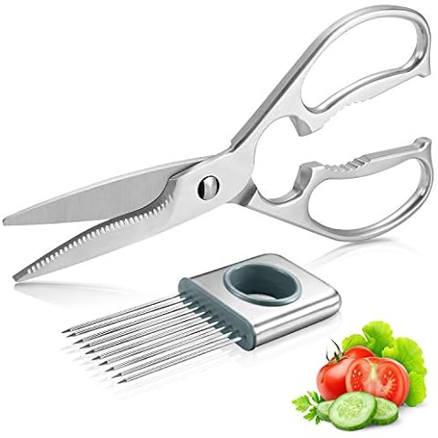 SAVAQ Kitchen Scissors, Disassembly, All Stainless Steel, Dishwasher Safe