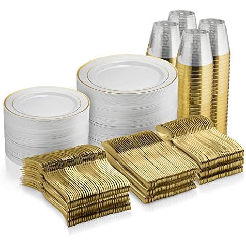 Chateau Fine Tableware 100 Gold Plastic Cups 14 Oz Gold Glitter