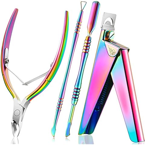 2pcs/set Titanium Coated Stainless Steel Cuticle Nippers & Nail Clippers,  Portable And Practical Manicure Set