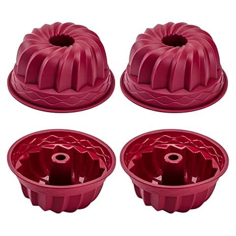 Silivo Silicone Bundt Pan - Set of 2 - 7 Inch Silicone Bundt Cake Pan  Nonstick , Pound Cake