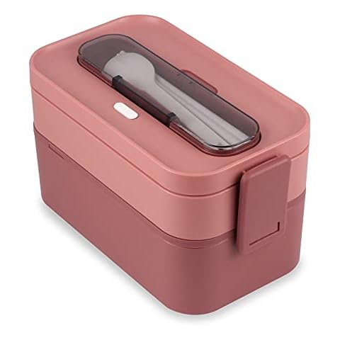 NatraProw Bento Box Adult Lunch Box, Stackable Bento Box Set with 3  Compartments, 47.35OZ Lunch Box Containers with Lunch Bag, Snack Bag and  Utensils