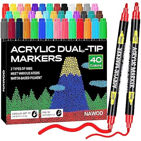  NAWOD Paint Pens White Black Acrylic Marker 6 Pack, Acrylic  Permanent Marker, White Paint Pens for Rock Ceramic Wooden Leather Glass  Painting Metal Tire, 0.7mm Extra Fine Point Quick Drying 