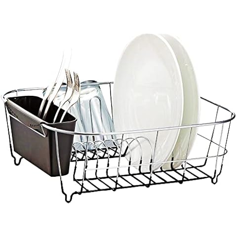 Sweet Home Collection Chrome Plated Steel Dish Drainer - Silver