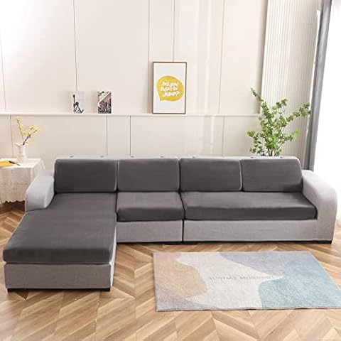 TEWENE, Couch Cover L Shape Stretch Sectional Couch Cover for 2/3 Cushion  Couch Plush Sofa Cover Leather Sofa Cover for Sofa Slip Cover for Outdoor  Patio, Velvet Grey/Length 63''-75''(Only 1 Piece) 