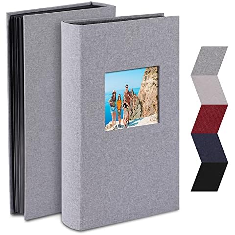 NESCL Photo Album 8x10 100 Pockets, PU Leather Cover Album with Front Window, Small Photo Album for 8x10, Acid Free Slip Slide in Photo Albums Book