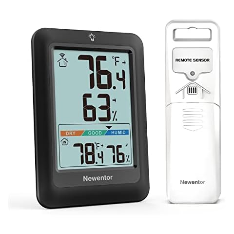 Newentor Weather Station Wireless Indoor Outdoor Thermometer, 7.5in La