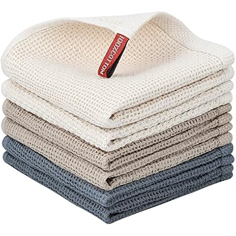 Homaxy 100% Natural Cotton Terry Dish Cloths, 12 x 12 Inch Ultra Soft and  Absorbent Dish Towels Quick Drying Plaid Dish Rags, 6pc/Set