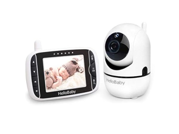 Video Baby Monitor with Camera and Audio, 3.2Inch LCD Display, Infrared  Night Vision, Two-Way Audio and Room Temperature Monitoring,Lullaby,Sound  Activated Screen White 8.65 x 3.23 x 6.69 inch HB32