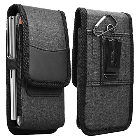 VIIGER Versatile Nylon Dual Phone Holster Cellphone Belt Case Holder Mens Belt Pouch w/ Clip Smartphone Belt Loop Pouch Bag 2 Zipper Pockets