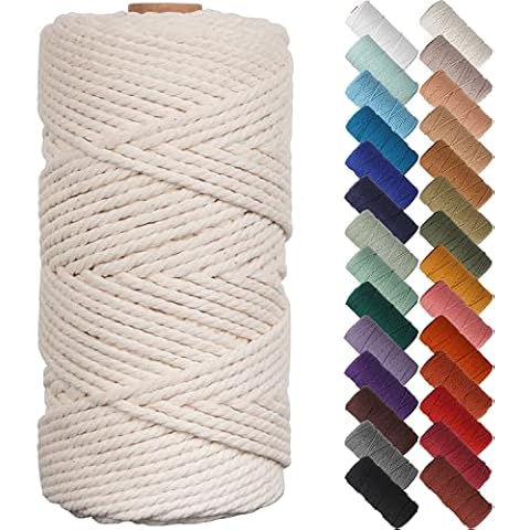 Macrame Cord 4mm x 328Yards(984Feet),Natural Cotton Macrame Rope