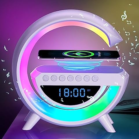 MOMILLA Sunrise Alarm Clock with Wireless Charging Station, Sound Machine  with Bluetooth Speaker, 15 White Noise Machine & 11 Lights Table Lamp,  Alarm