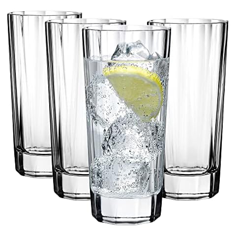 Claplante Crystal Highball Glasses, Set of 8 Glass Drinking Glasses, 11 Oz  Durab