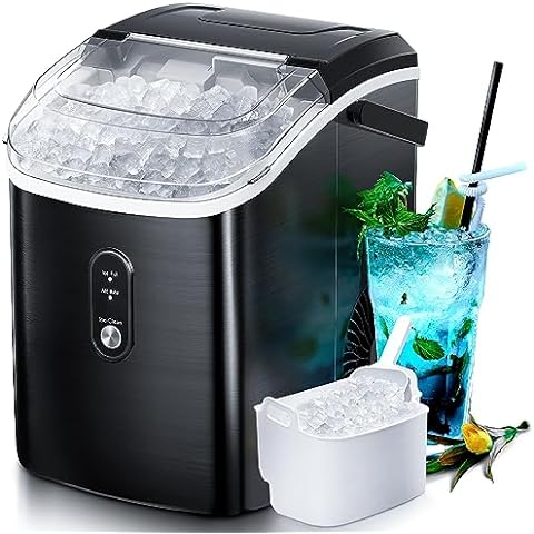 FREE VILLAGE Ice Makers Countertop Nugget Ice Cubes, Pebble Ice Maker with  Self-Cleaning One-Click Operation, 11,000pcs/35Lbs/Day, Portable Nugget Ice