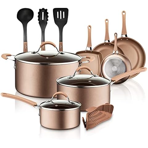 Nutrichef Nccw12Blu - Kitchenware Pots & Pans Set - Stylish Kitchen Cookware