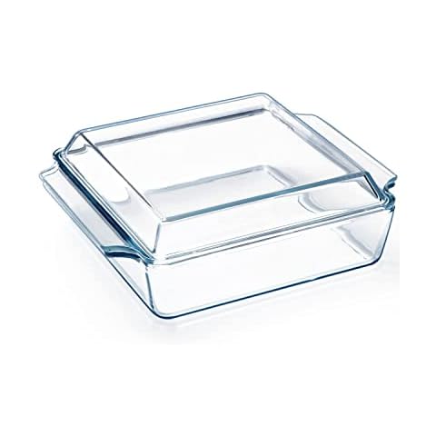 Simax Round Glass Casserole Dish: Clear Glass Round Casserole Dish with Lid  and Handles - Covered Bowl for Cooking, Baking, Serving, etc. - Microwave