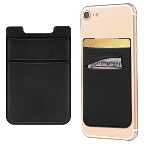 2Pack Adhesive Phone Pocket Cell Phone Stick on Card Wallet Sleeve Credit Cards/ID Card Holder(Double Secure) with 3M Sticker for Back of iPhone