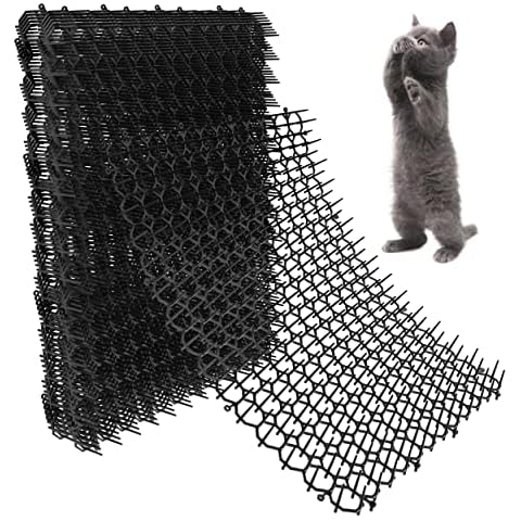 Tapix Cat Scat Mat Clear (8 ft) with 6 Staples, Anti-cat Network with Spikes Digging Stopper - Cat Deterrent Mat for Indoor and