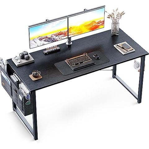 ODK 40 Inch Small Desk with Fabric Drawers- for Bedroom, White Vanity Desk  with Storage, Home Office Computer Desk for Small Spaces, Modern Work