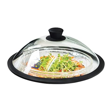 Bezrat Microwave Glass Plate Cover Lid - Vented and Collapsible