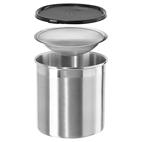 OGGI Stainless Steel Kitchen Canister 47oz, Black - Airtight Clamp