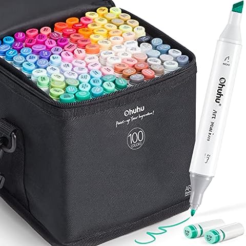 Ohuhu Markers for Adult Coloring Books: 60 Colors Dual Brush Fine Tips Art Marker  Pens - Watercolor Markers for Kids Adults Lettering Drawing Sketching  Bullet Journal - Non-Bleed Non-Toxic - White White Package