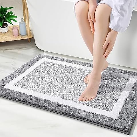 SONORO KATE Bathroom Rug,Non-Slip Bath Mat,Soft Cozy Shaggy Durable Thick Bath  Rugs for Bathroom,Easier to Dry, Plush Rugs for Bathtubs, Rain Showers and  Under The Sink (Dark Grey, 3220) 