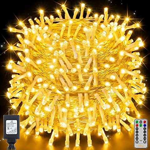 Waterproof Christmas Tree Lights With Remote 197ft Warm White